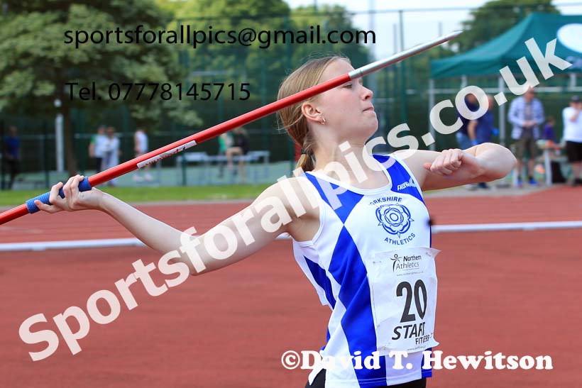 Girls Under-15s Javelin, 2022 Northern Inter Counties U17s and U15s Track and Field, York, Thursday, June 2nd. Photo: David T. Hewitson/Sports for All Pics